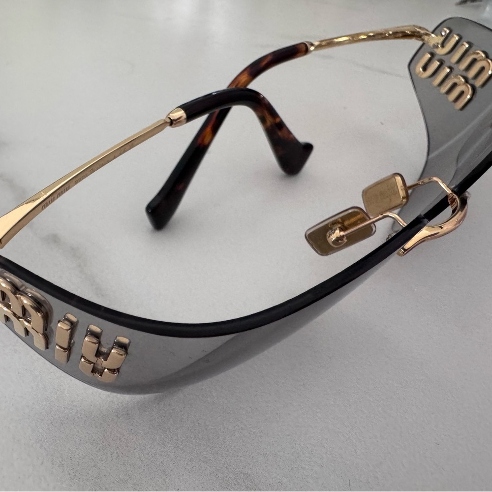 Miu Miu Gold and Tortoiseshell Shield Sunglasses